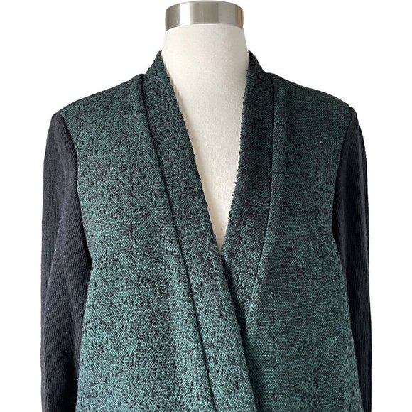 Tibi Wool Open Front Sweater Blazer Jacket Green Black - Picture 2 of 7